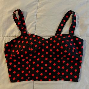 Black & Red polka crop top